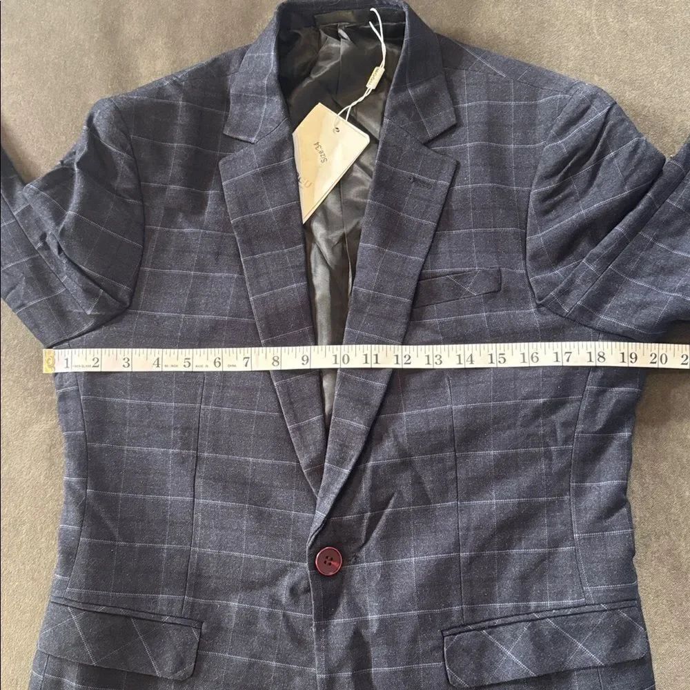 Men’s Plaid 3 Piece Suit One Button Closure Notched Lapel Jacket 34 Pants 32 NWT - Picture 5 of 14